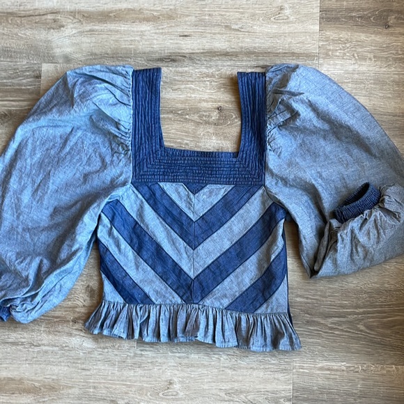 Anthropologie love the label denim top - Picture 10 of 11